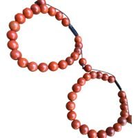Duo Pulseras Jaspe Rojo Hilo Natural 8mm Contra Mal De Ojo
