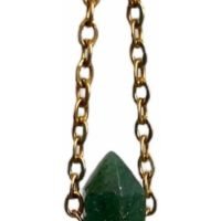 1 Dije Doble Punta Aventurina Verde Con Cadena Acero Reiki