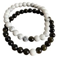 Par De Pulseras De La Distancia Para Pareja Piedra Natural