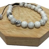 1 Pulsera De Piedra Blanca Howlita 8 Mm Ajustable Ujm