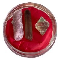 Kit 3 Cuarzo Ahumado Turmalina Rosa Fluorita Colección