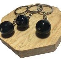 1 Llavero Ágata Negra Esfera Piedra Semipreciosa Equilibrio