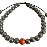 Pulsera Hematita Con Jaspe Rojo Ajustable 6mm Piedra Natural