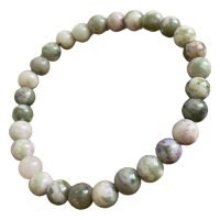 Pulsera Jade Lucky Verde Y Lila 6 Mm Piedra Natural Genuino