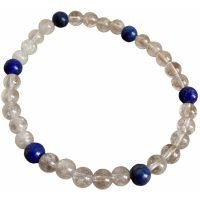 1 Pulsera Cuarzo Hialino Lapislazuli 5 Mm Reiki Yoga Cristal