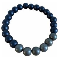 1 Pulsera De Pirita Piedra Natural Y Onix Negro Éxito Dinero