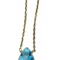 Collar Piedra Tianshan Granito Azul Cadena Acero Inoxidable