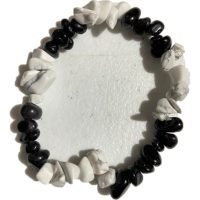 1 Pulsera De Obsidiana Y Howlita Chip Piedra Natural
