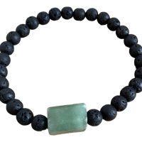 Pulsera De Piedra Volcánica Y Aventurina Verde