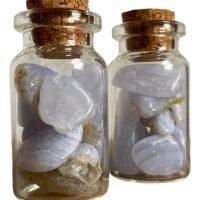 1 Botellita Con Agata Blue Lace Natural Excelente Amuleto