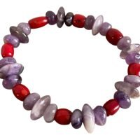 1 Pulsera De Coral Y Cuarzo Amatista Piedra Natural Reiki