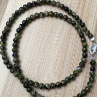 Collar De Piedra Peridoto Esfera De 4 Mm Con Plata 925