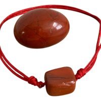 Kit Pulsera Jaspe Rojo Nuget Y Tamborileado Piedra Natural