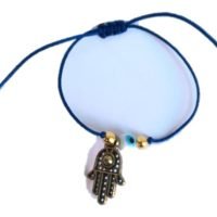 Pulsera Minimalista Hamsa Y Ojo Turco