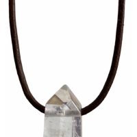 1 Dije Punta De Cuarzo Cuero Reiki Meditación Piedra Natural