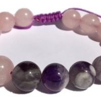 1 Pulsera Cuarzo Rosa Amatista Atrae Paz Y Amor Reiki Yoga