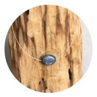 1 Collar Choker Hilo Invisible Y Piedra Cianita Azul