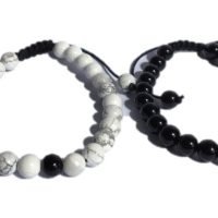 Par Pulseras Howlita Ágata Negra Pareja Amor Regalo Ideal