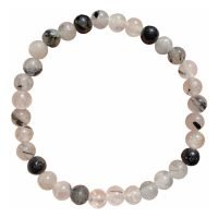 Pulsera De Cuarzo Turmalinado Piedra Natural 6 Mm Ujm