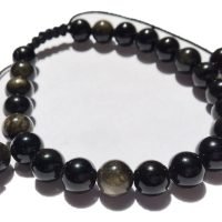 Pulsera Obsidiana Dorada Auténtica Piedra Natural 8mm