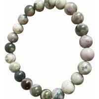 Pulsera Jade Verde Y Lila 8 Mm Piedra Natural Genuino Yoga