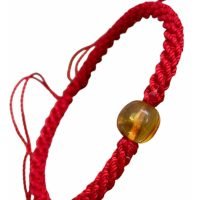 1 Pulsera Hilo Rojo Y Ámbar Autentico Piedra Natural Unisex
