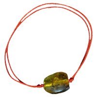 1 Pulsera Hilo Rojo Y Ámbar Autentico Piedra Natural Unisex