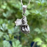 Dije De Meteorito Con Cuarzo Herkimer En Plata 925 Artesanal