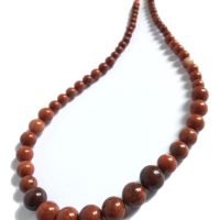 Collar Corto De Piedra Natural Jaspe Rojo Y Coral Amuleto