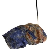 1 Porta Incienso De Piedra Natural Cuarzo Azul Sodalita