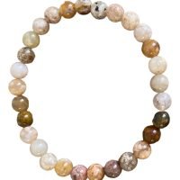 1 Pulsera De Agata Flor 6 Mm Piedra Natural Cuarzo Yoga