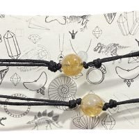 Par Pulseras Minimalista Cuarzo Citrino Esfera 8 Prosperidad