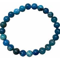 Pulsera De Apatito Azul 6 Mm Piedra Natural 1 Pieza