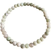 Pulsera Jade Lucky Verde Y Lila 4 Mm Piedra Natural Genuino