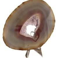 1 Laja De Agata Con Cristales De Cuarzo En Base