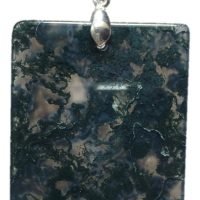 Dije Agata Musgosa Verde Oscuro Piedra Natural Cuarzo