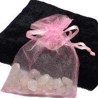 1 Morralito Con Cuarzo Rosa Atrae Amor Suerte Reiki Amuleto