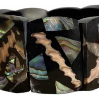 1 Pulsera De Madera Con Incrustaciones De Concha De Abulón