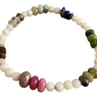 1 Pulsera De Concha Blanca Natural Con Cuarzos