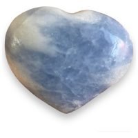 1 Corazón Tallado Calcita Azul Piedra Natural Energia Reiki