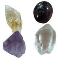 Kit Amuleto Amatista Citrino Granate Punta Cuarzo