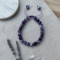 Pulsera Ajustable Cuarzo Amatista 8 Mm Ujm