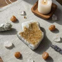 1 Drusa Cuarzo Citrino Piedra Natural Brasil Ornamental Yoga