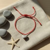 Pulsera Ajustable Hilo Rojo Y Ágata Minimalista Amuleto