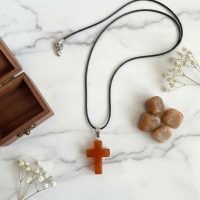 Dije Agata Cornalina En Forma De Cruz Piedra Natural Ujm