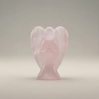 1 Ángel De Cuarzo Rosa Protección Estatuilla Piedra Natural