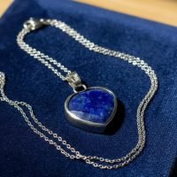 Dije De Lapislázuli Corazón Piedra Natural Con Plata 925