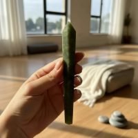 1 Varita De Jade Chino Verde Piedra Natural Energetica