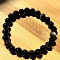 D_783236-MLM109715726832_042026-F.jpg 1 Pulsera De Obsidiana Plateada Esfera 8 Mm Amuleto Reiki