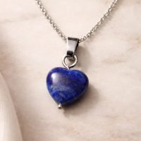 Dije Corazón De Lapislazuli Piedra Natural Con Plata 925